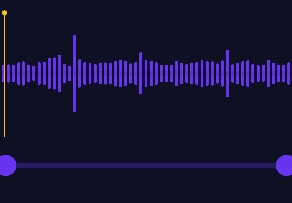 A speech waveform in Echo's trim tool with draggable selection handles